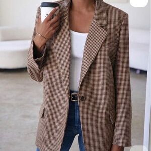 Ayr The Class Reunion Blazer Jacket Check Sicilian Umber Size Small